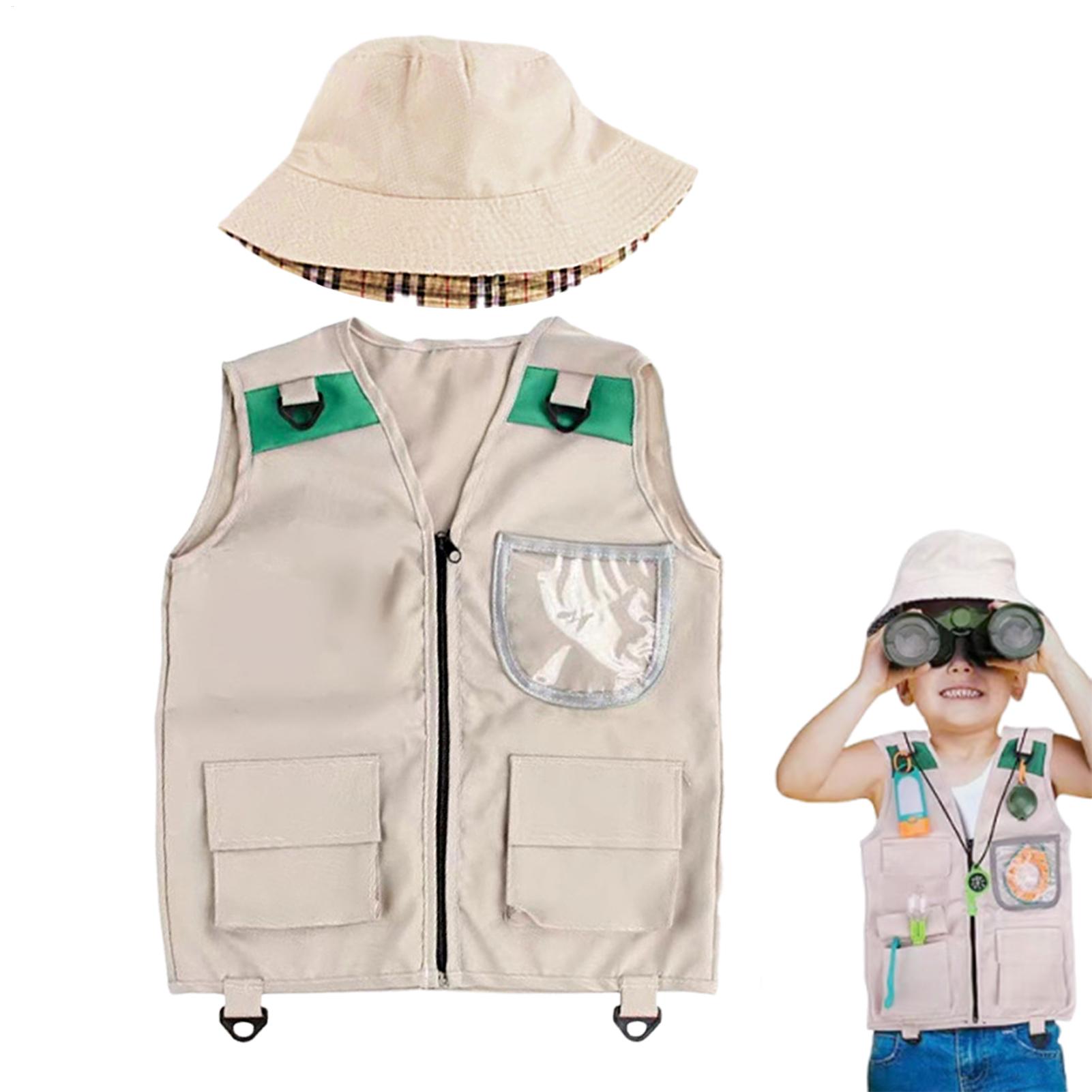 Kids Outdoor Explorer Set - Safari Kinder Outdoor-Entdecker-Set, Cargo-Weste und Hut-Set,