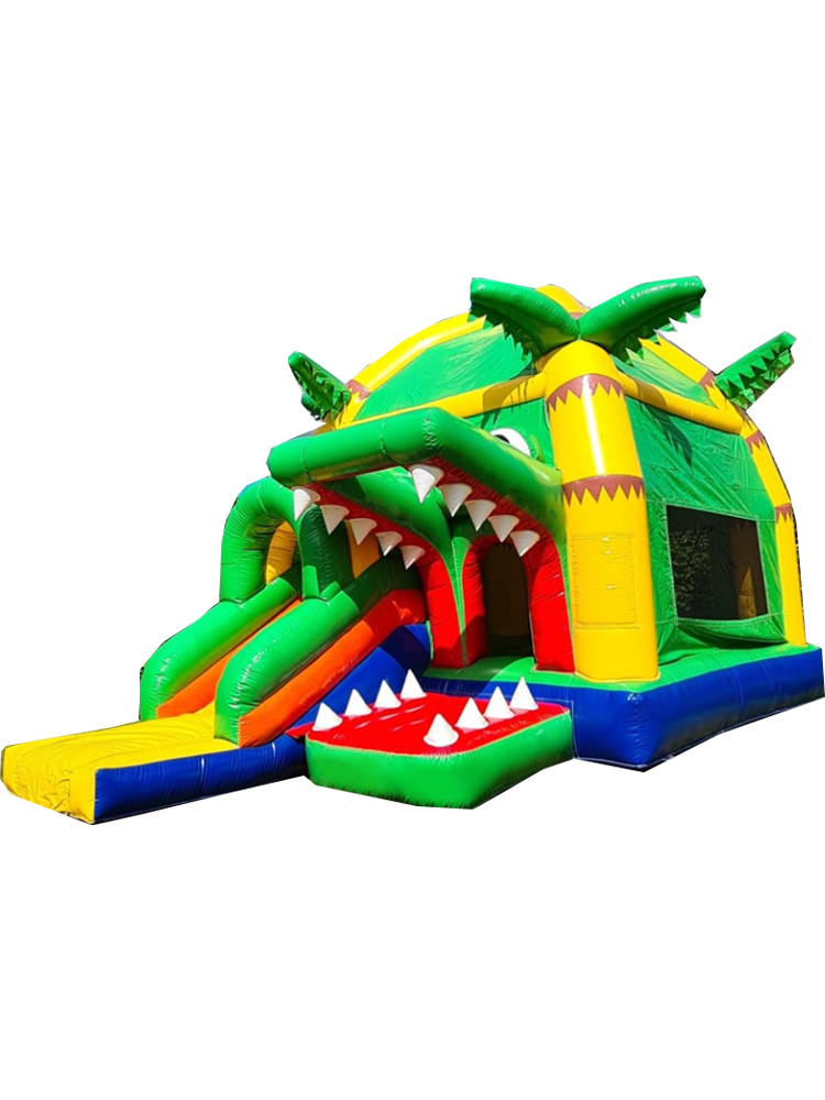 Kids Outdoor Jump House - Kinder-Krokodil-Hüpfburg mit Rutsche, Aufblasbares Outdoor-Garten-Party-Trampolin-Spielzeug