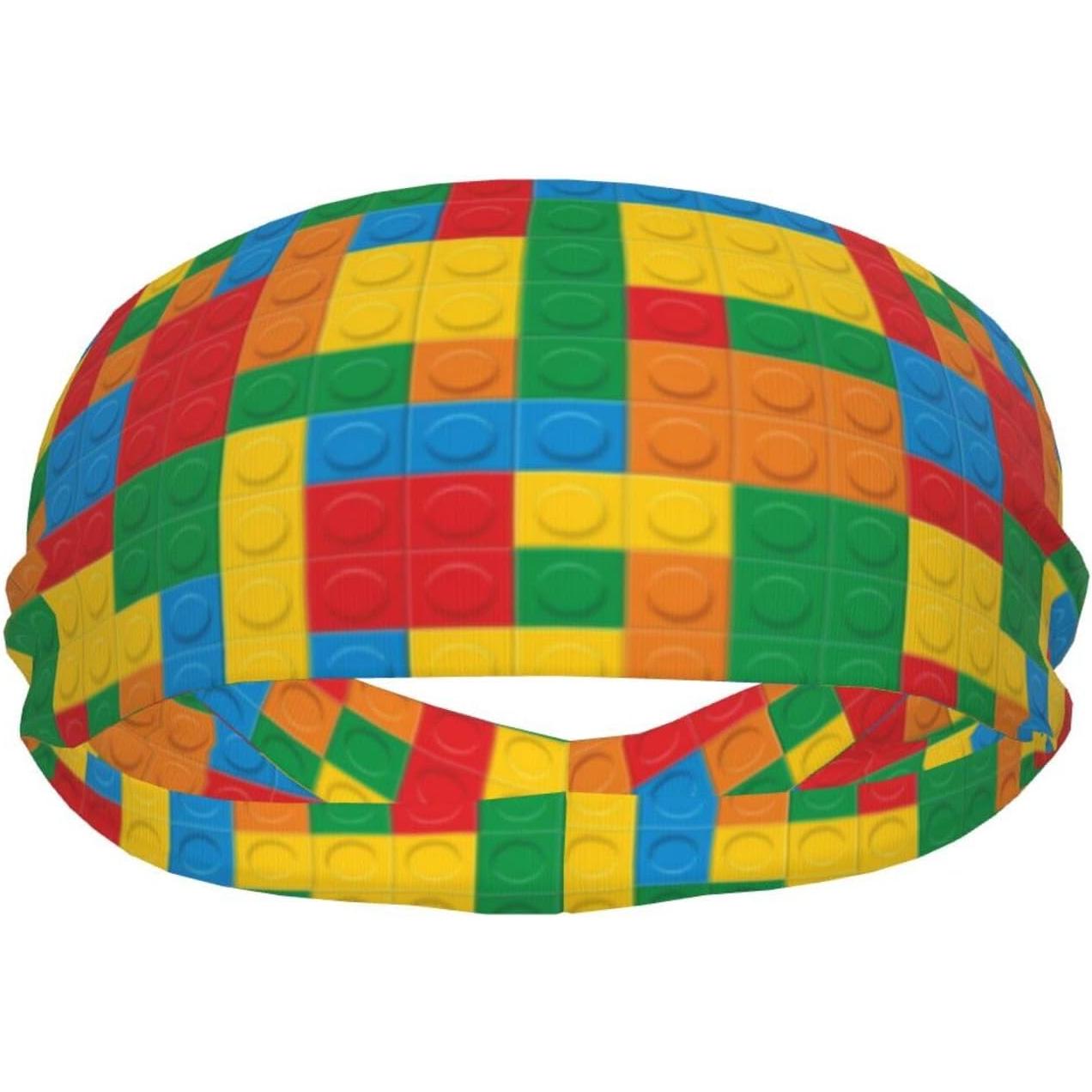 Kids Outdoor Yoga - Buntes Stirnband mit Bausteine-Print, schweißabsorbierendes Sport-Haarband