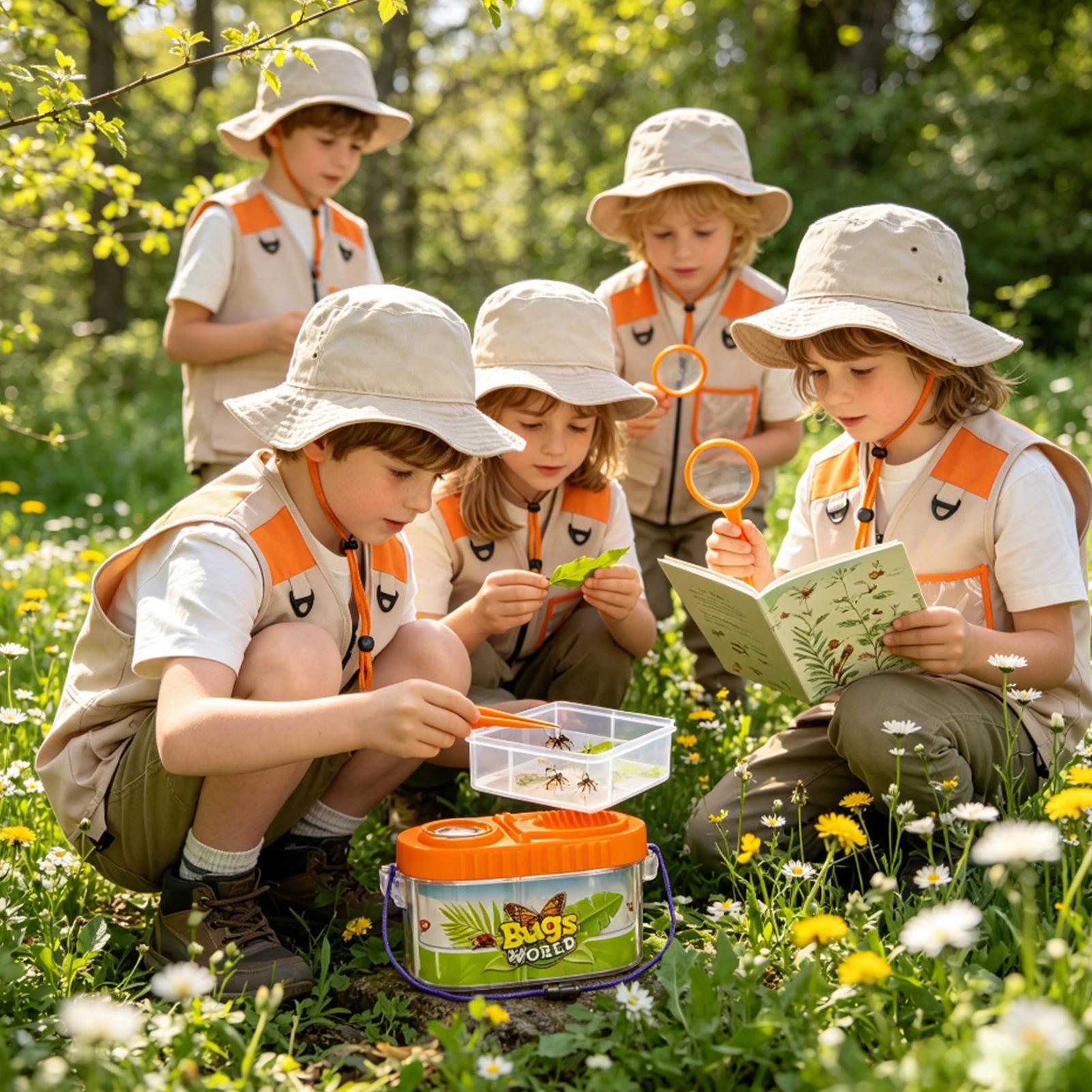 Kids Outdoor Explorer Set - Kinder-Abenteuer-Set mit Lupe und Hut, leichtes