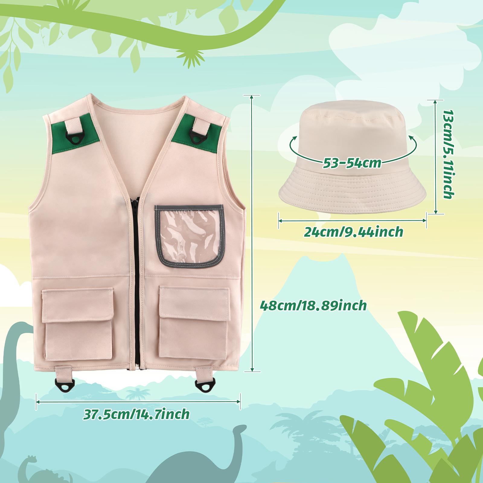 Kids Outdoor Explorer Set - Kinder Outdoor-Entdecker-Set, Kinder-Explorer-Kostüm Cargo-Weste und Hut-Set