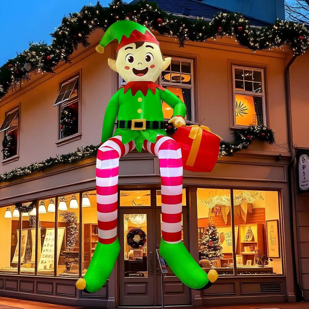 Kids Outdoor Decor - 8FT Weihnachten Schlauchboote Sitzende Elf Dekoration