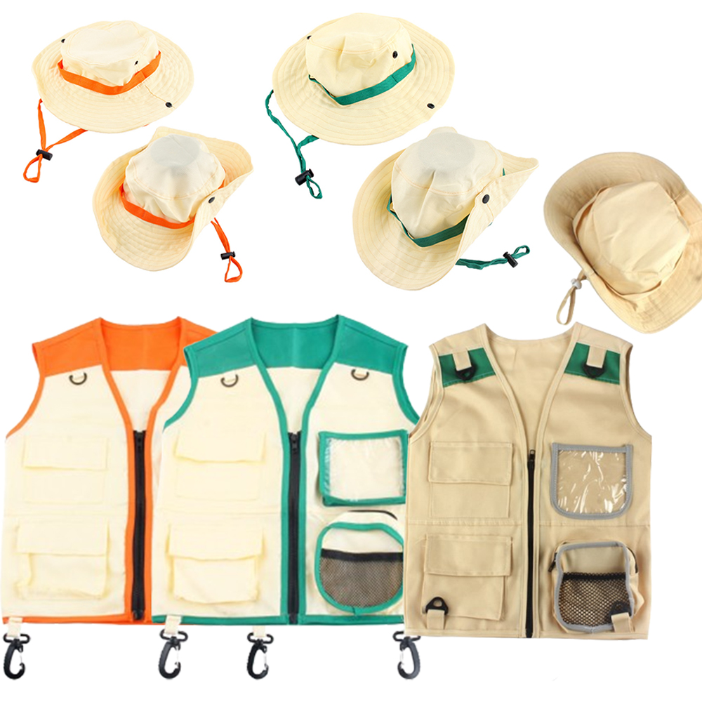 Kids Outdoor Explorer Set - Kinder-Entdecker-Kostümset Abenteuerweste mit Sonnenhut Kinder Outdoor