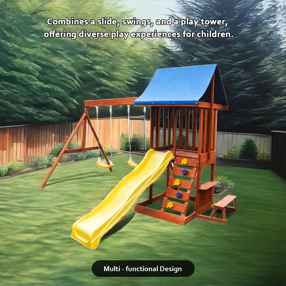 Kids Outdoor Swing Set With Slide - Spielplatzanlage - Garten-Hof Kommerzielles Outdoor-Spielplatzgerät Kinder-Rutschhaus