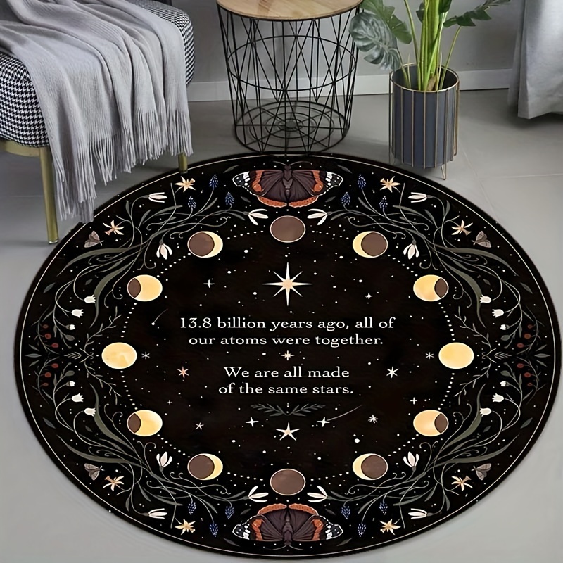 Kids Outdoor Quotes - Runder Teppich mit Mondphasen- und inspirierendem