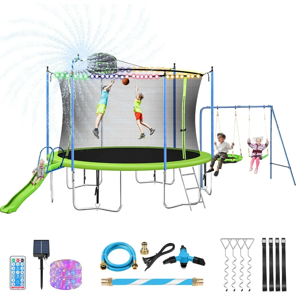 US-Versand 12-14FT Trampolin-S – Kids Outdoor Swing Set With Slide Bewertung und Preis